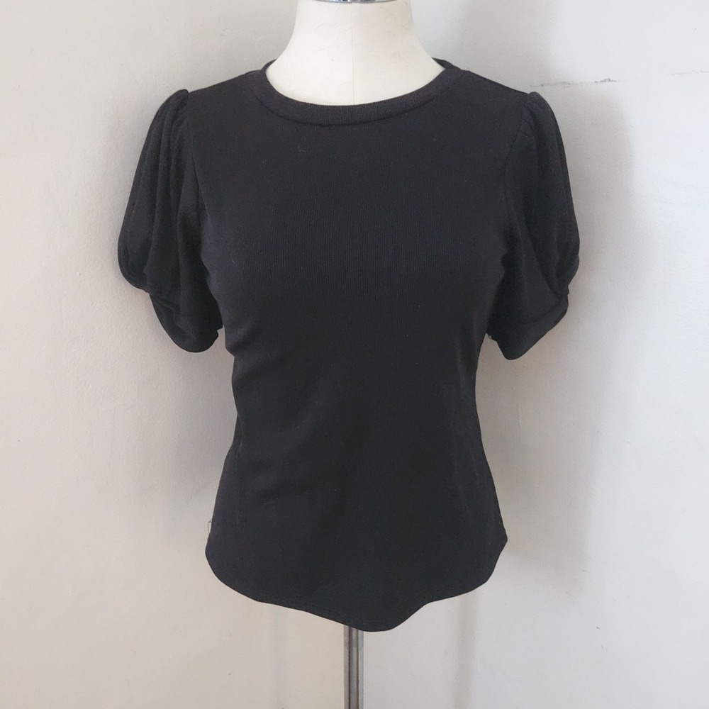 Ces Femme Black Ribbed Top Women's Size Small